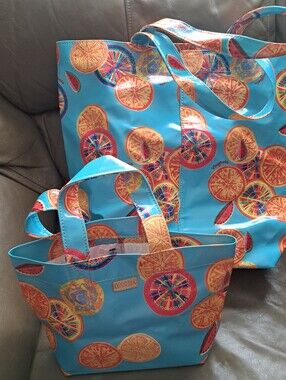 Consuela Cha Cha Blue Citrus Print Tote & Mini Shopper